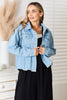 Double Take Dropped Shoulder Raw Hem Denim Jacket-Teresa's Fashionista LLC