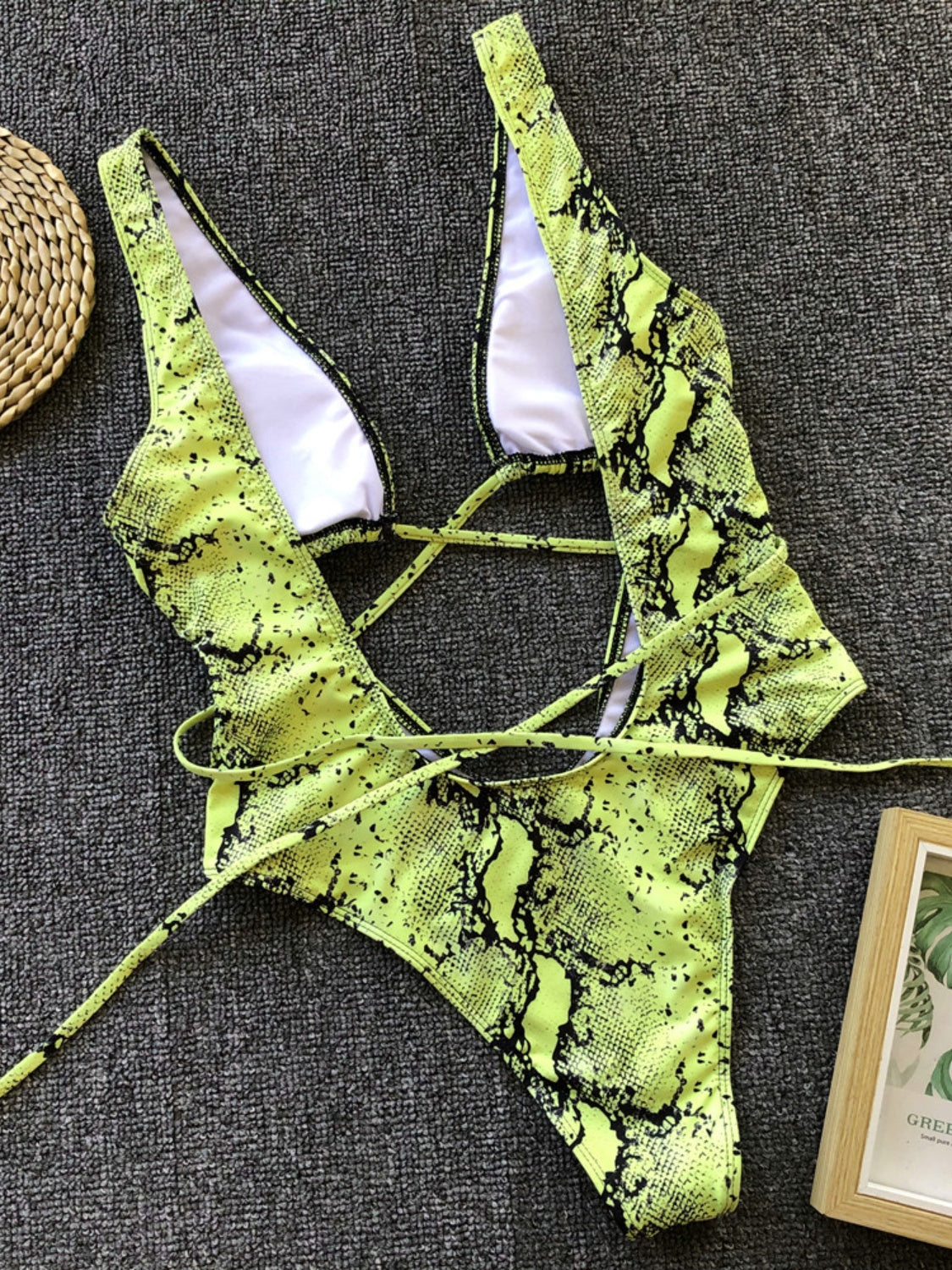 Lace-Up Backless Plunge One-Piece Swimwear-Teresa&#39;s Fashionista LLC