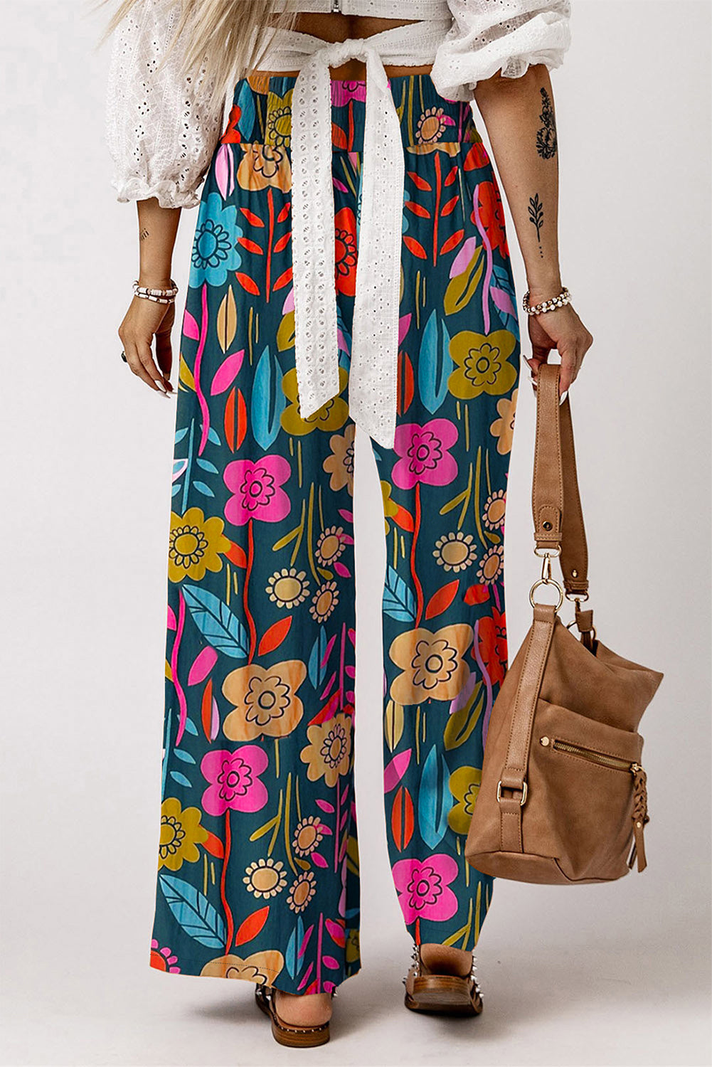Printed High Waist Wide Leg Pants-Teresa&#39;s Fashionista LLC