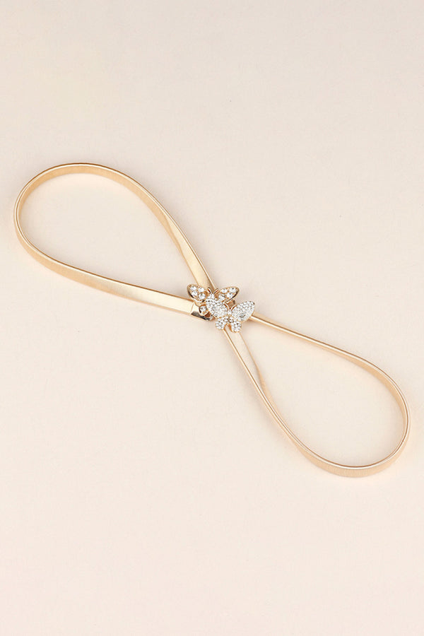 Rhinestone Butterfly Elastic Metal Belt-Teresa's Fashionista LLC