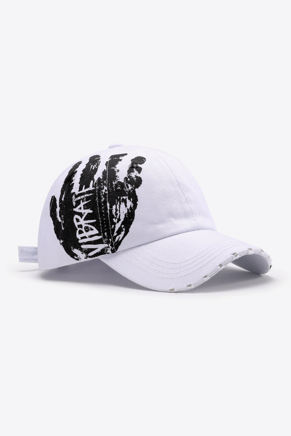 VIBRA Graphic Distressed Adjustable Baseball Cap-Teresa's Fashionista LLC