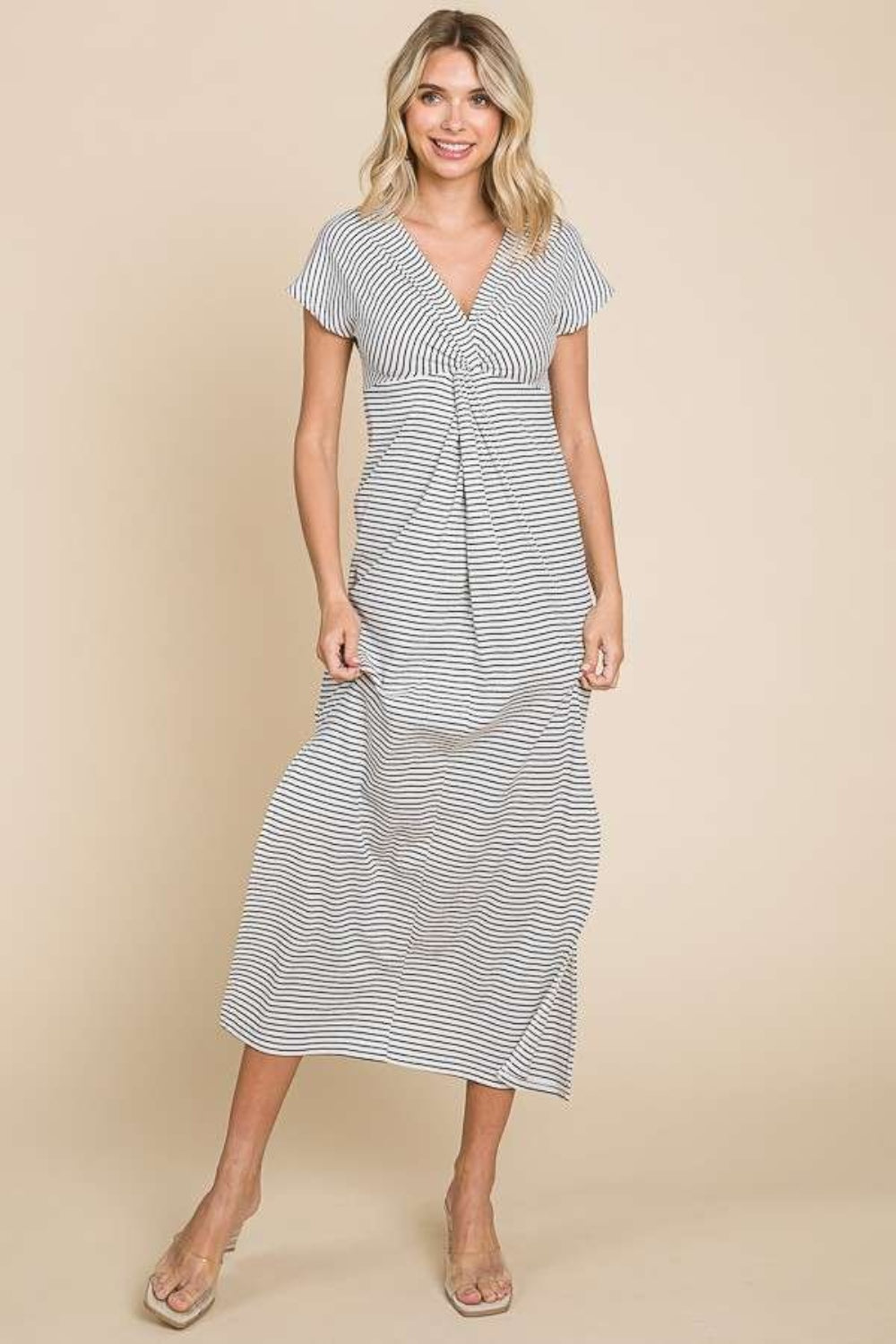 Culture Code Full Size Striped Twisted Detail Dress-Teresa's Fashionista LLC