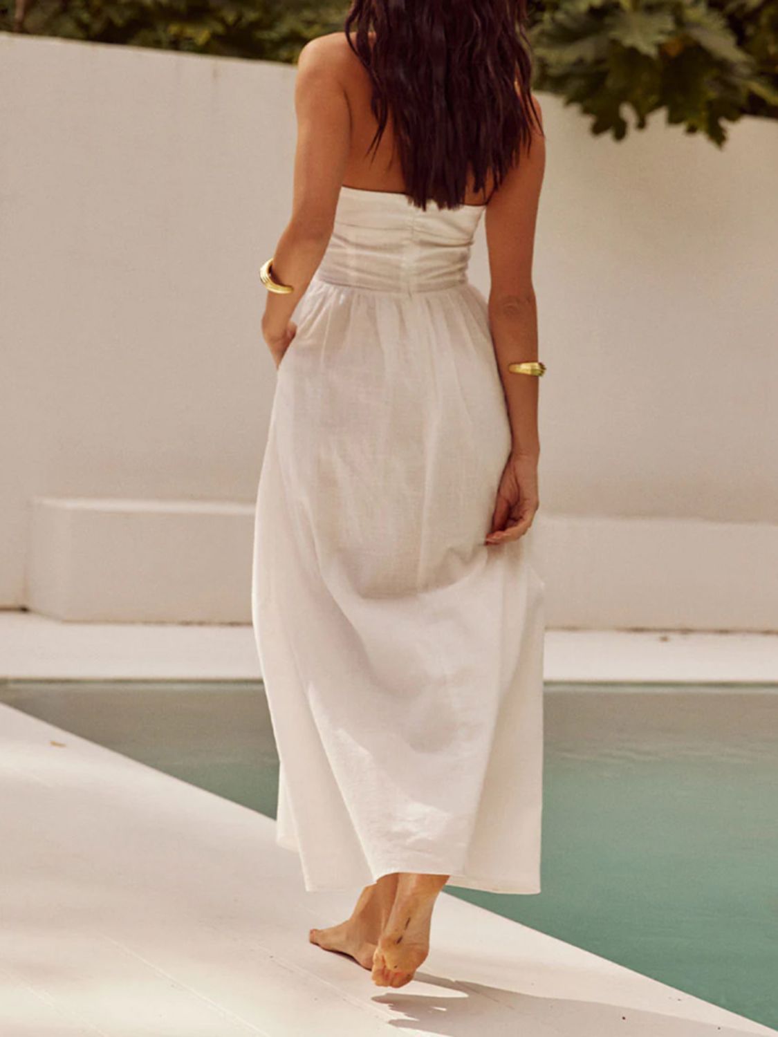 Devine Ruched Halter Neck Midi Dress - Teresa's Fashionista LLC