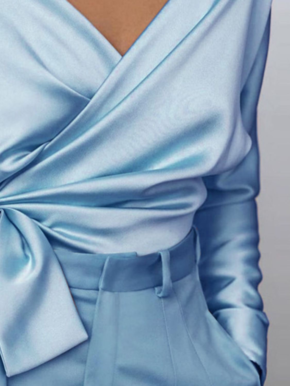 Surplice Long Sleeve Blouse - Teresa's Fashionista LLC