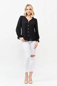 And The Why Polka Dot Ruffle Detailed Blouse Top
