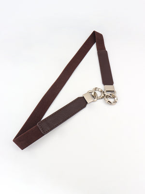 Zinc Alloy Buckle Elastic PU Belt-Teresa's Fashionista LLC