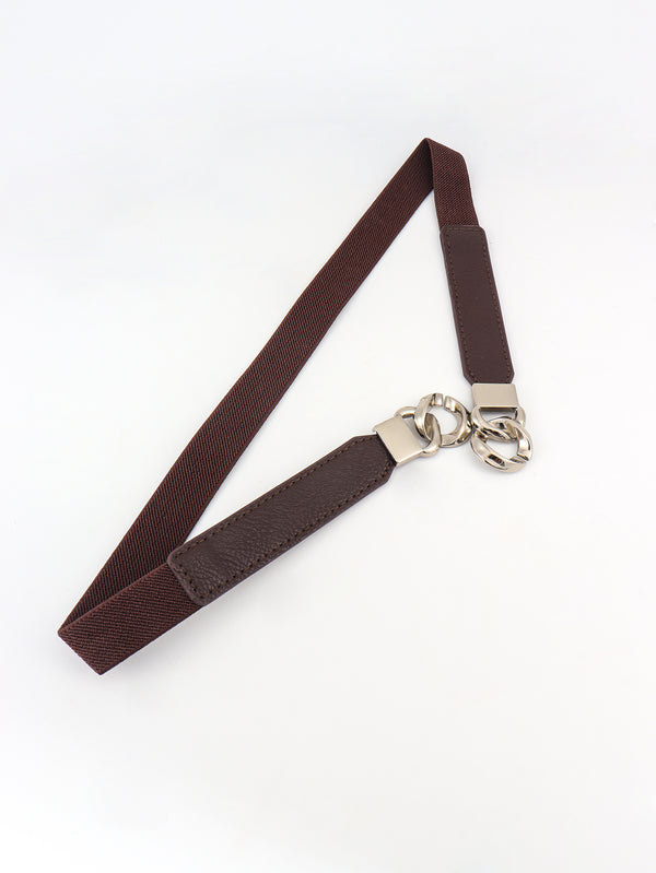 Zinc Alloy Buckle Elastic PU Belt-Teresa's Fashionista LLC