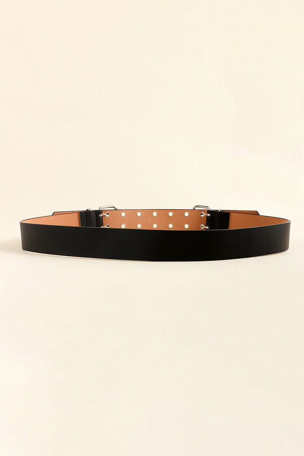 PU Leather Two Row Eyelet Belt-Teresa's Fashionista LLC
