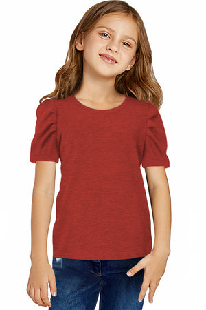 Round Neck Puff Sleeve T-Shirt-Teresa's Fashionista LLC