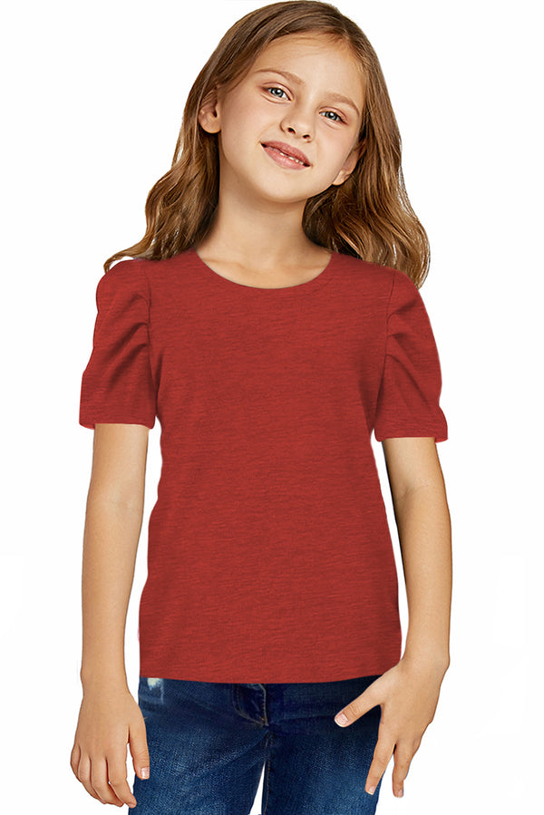 Round Neck Puff Sleeve T-Shirt-Teresa's Fashionista LLC