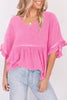 V-Neck Flounce Sleeve Babydoll Blouse-Teresa's Fashionista LLC