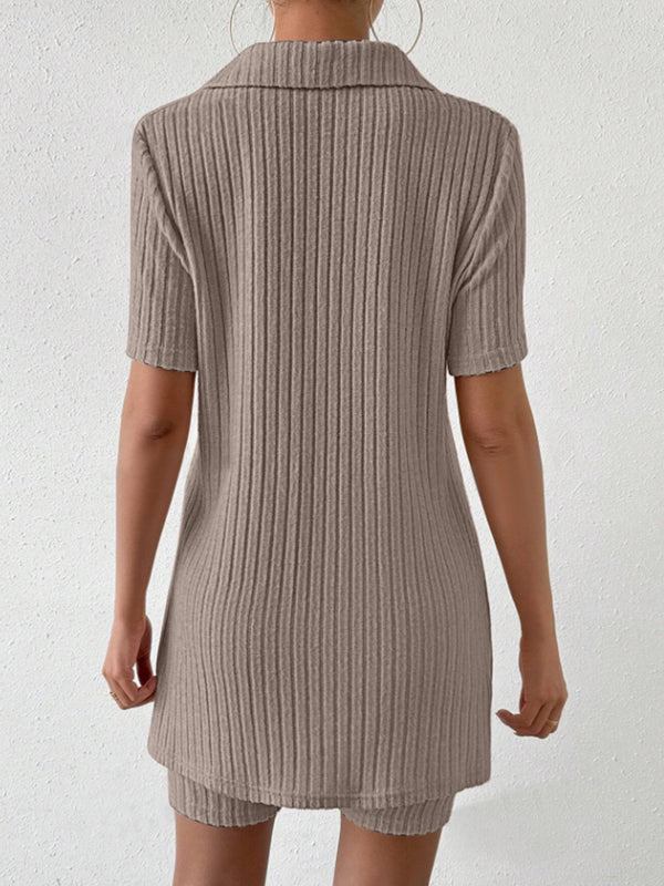 Johnny Collar Short Sleeve Top and Shorts Set-Teresa's Fashionista LLC