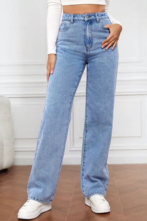 High Waist Straight Jeans - Teresa's Fashionista LLC