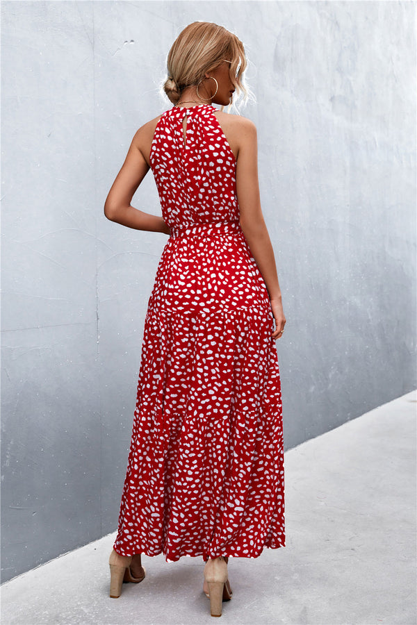 Printed Sleeveless Tie Waist Maxi Dress-Teresa's Fashionista LLC