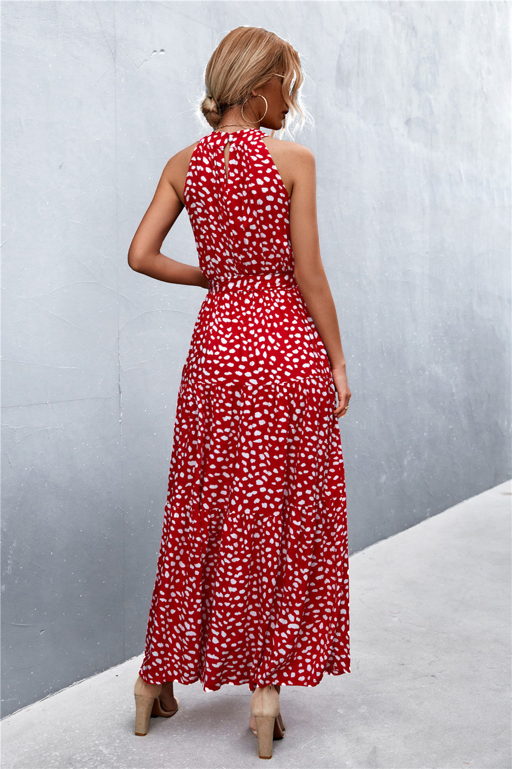 Printed Sleeveless Tie Waist Maxi Dress-Teresa&#39;s Fashionista LLC