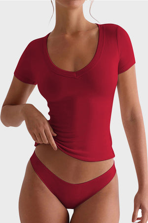 Lovelet Scoop Neck Short Sleeve T-Shirt - Teresa's Fashionista LLC