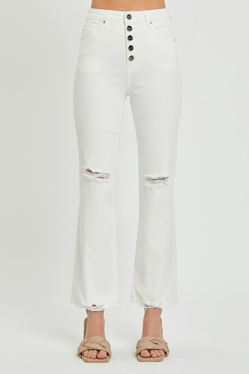 RISEN  Full Size High Rise Button Fly Straight Ankle Jeans - Teresa's Fashionista LLC