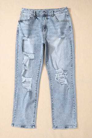 Distressed High Waist Jeans-Teresa's Fashionista LLC