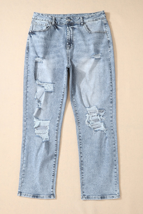 Distressed High Waist Jeans-Teresa's Fashionista LLC