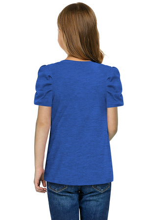 Round Neck Puff Sleeve T-Shirt-Teresa's Fashionista LLC