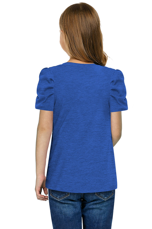 Round Neck Puff Sleeve T-Shirt-Teresa's Fashionista LLC
