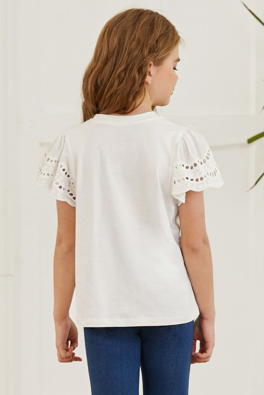 Round Neck Flutter Sleeve T-Shirt-Teresa's Fashionista LLC