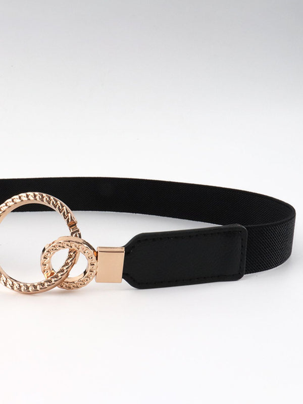 Double Ring Buckle Elastic PU Belt-Teresa's Fashionista LLC