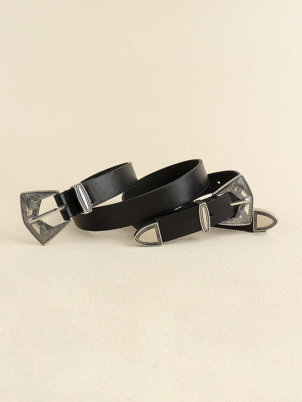 Double Buckle PU Leather Belt-Teresa's Fashionista LLC
