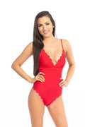 RED SCALLOP ONE PIECE SWIMSUIT-Teresa's Fashionista LLC
