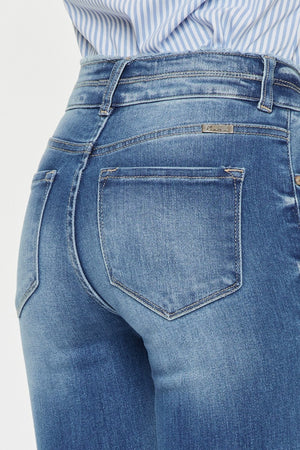 Kancan Distressed Raw Hem High Waist Jeans-Teresa's Fashionista LLC