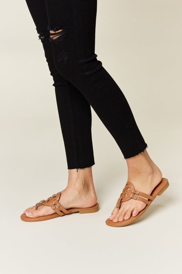 Forever Link Cutout PU Leather Open Toe Sandals-Teresa's Fashionista LLC