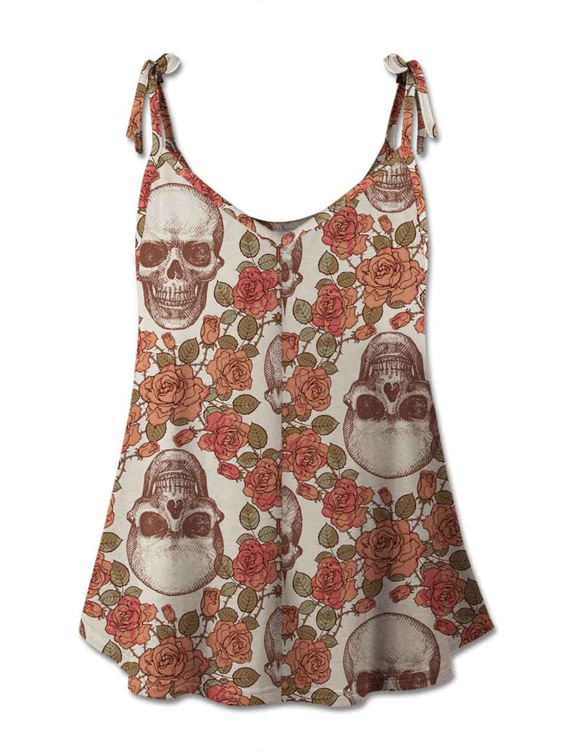 FAM-FAM Skull Scoop Neck Tie Shoulder Cami - Teresa's Fashionista LLC