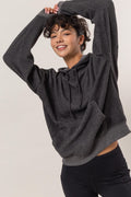 HYFVE Brushed Long Sleeve Hoodie with Kangaroo Pocket - Teresa's Fashionista LLC