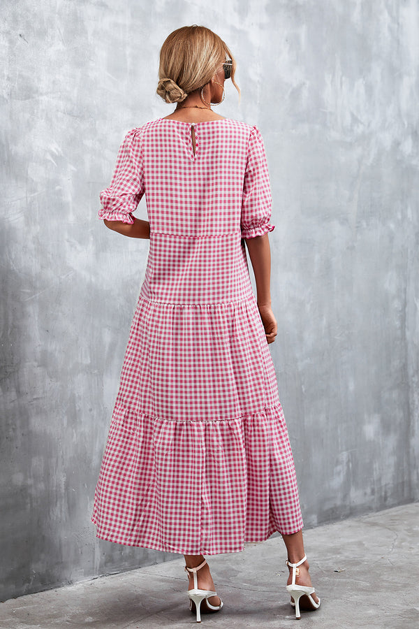 Printed Flounce Sleeve Tiered Dress-Teresa's Fashionista LLC