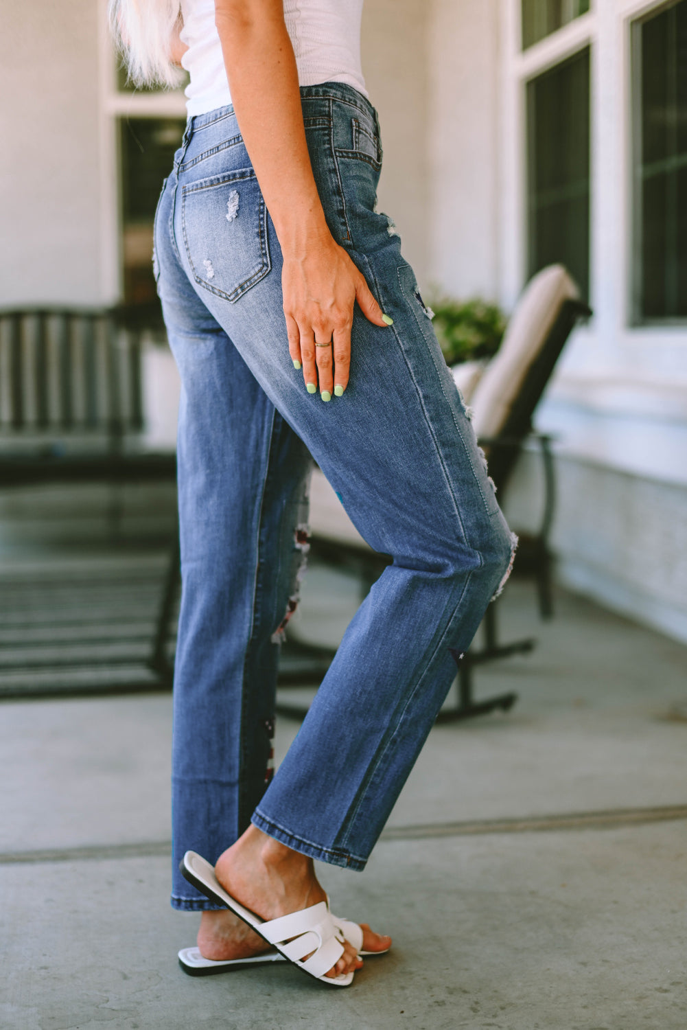 Distressed Straight Jeans with Pockets-Teresa&#39;s Fashionista LLC