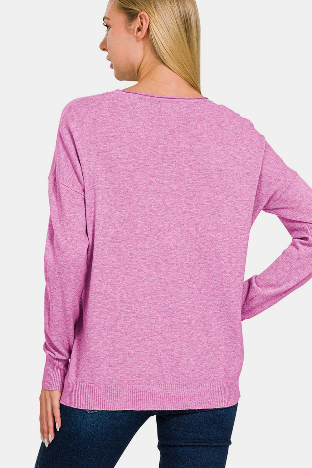 Zenana Front Seam Round Neck Sweater - Teresa's Fashionista LLC
