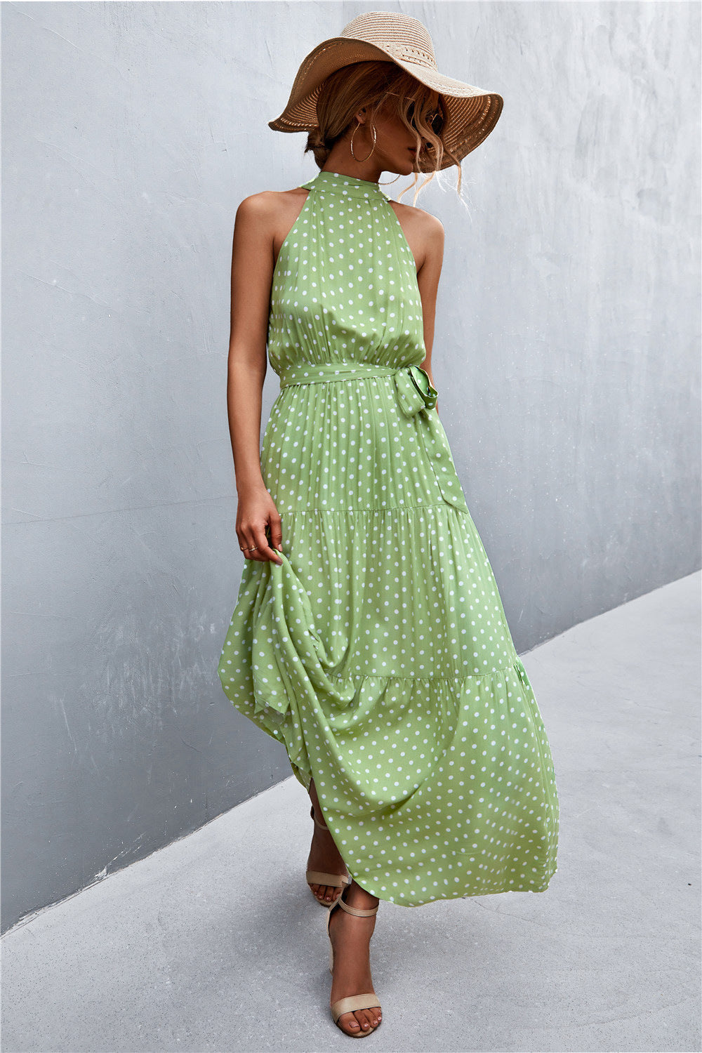Printed Sleeveless Tie Waist Maxi Dress-Teresa&#39;s Fashionista LLC