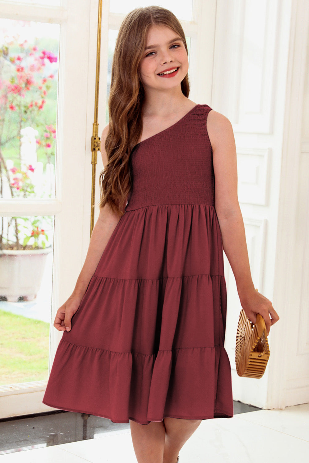 One-Shoulder Sleeveless Tiered Dress-Teresa&#39;s Fashionista LLC
