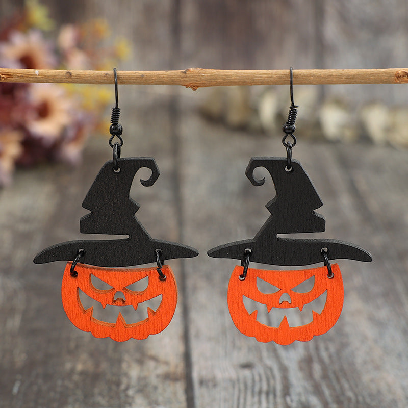 Wooden Pumpkin Shape Earrings - Teresa's Fashionista LLC