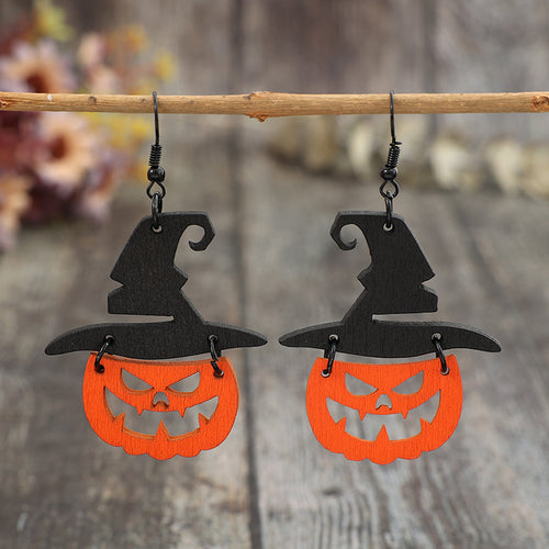 Wooden Pumpkin Shape Earrings - Teresa's Fashionista LLC