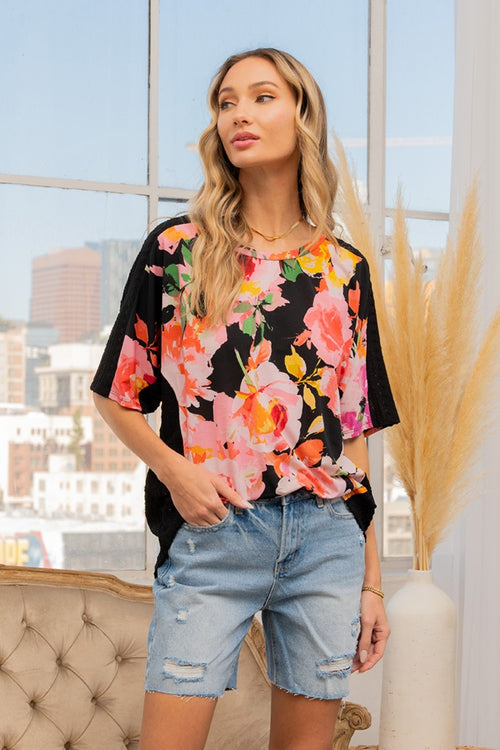 Sew In Love Full Size Floral Round Neck Short Sleeve T-Shirt-Teresa's Fashionista LLC
