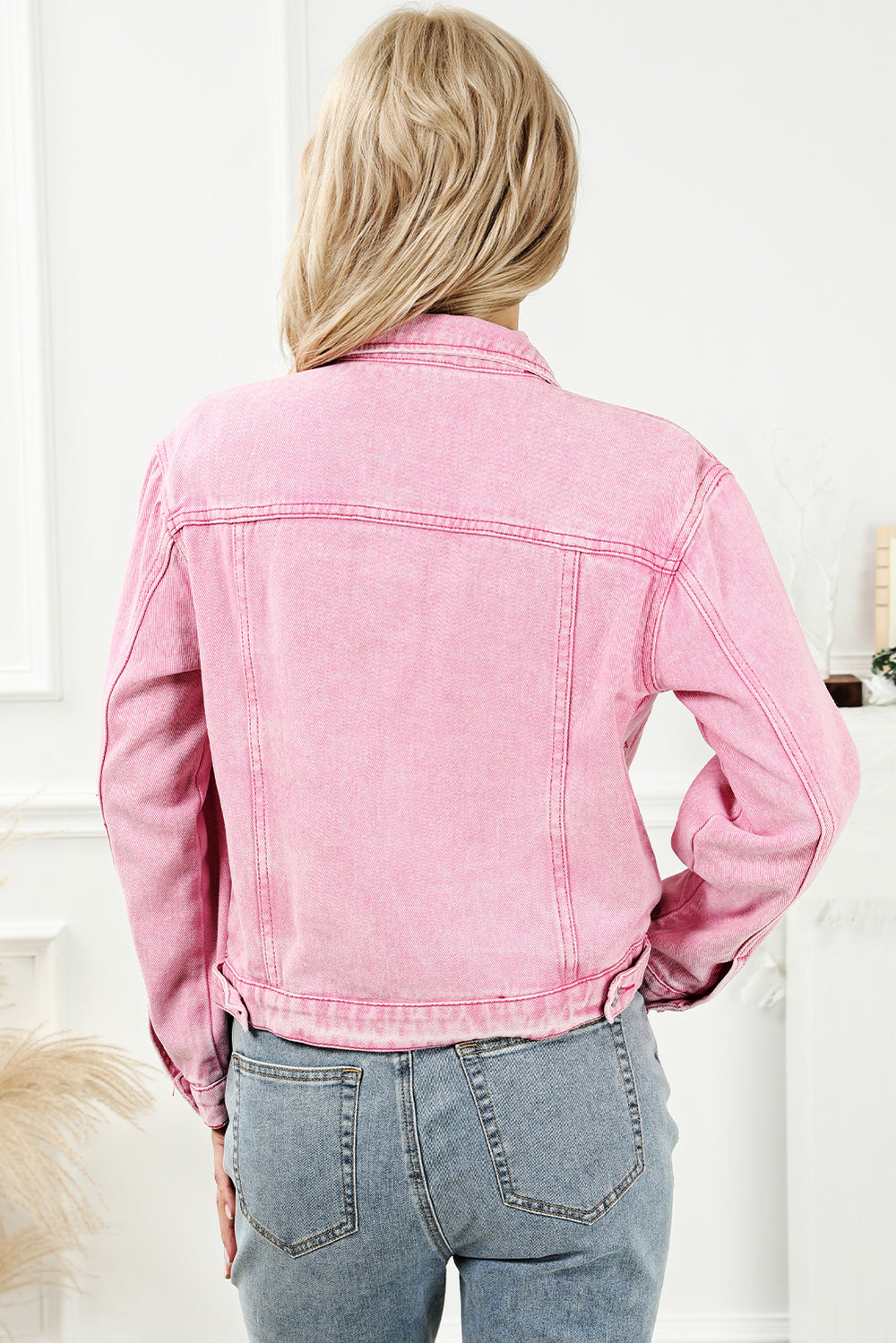 Pocketed Button Up Collared Neck Denim Jacket-Teresa's Fashionista LLC