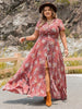 Plus Size Floral Slit Ruffle Hem Dress-Teresa's Fashionista LLC