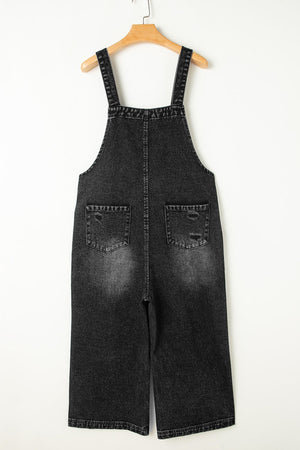 Distressed Wide Strap Denim Overalls - Teresa's Fashionista LLC
