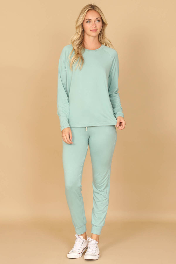 YMP40001V-SOLID LONG SLEEVE TOP AND JOGGERS SET