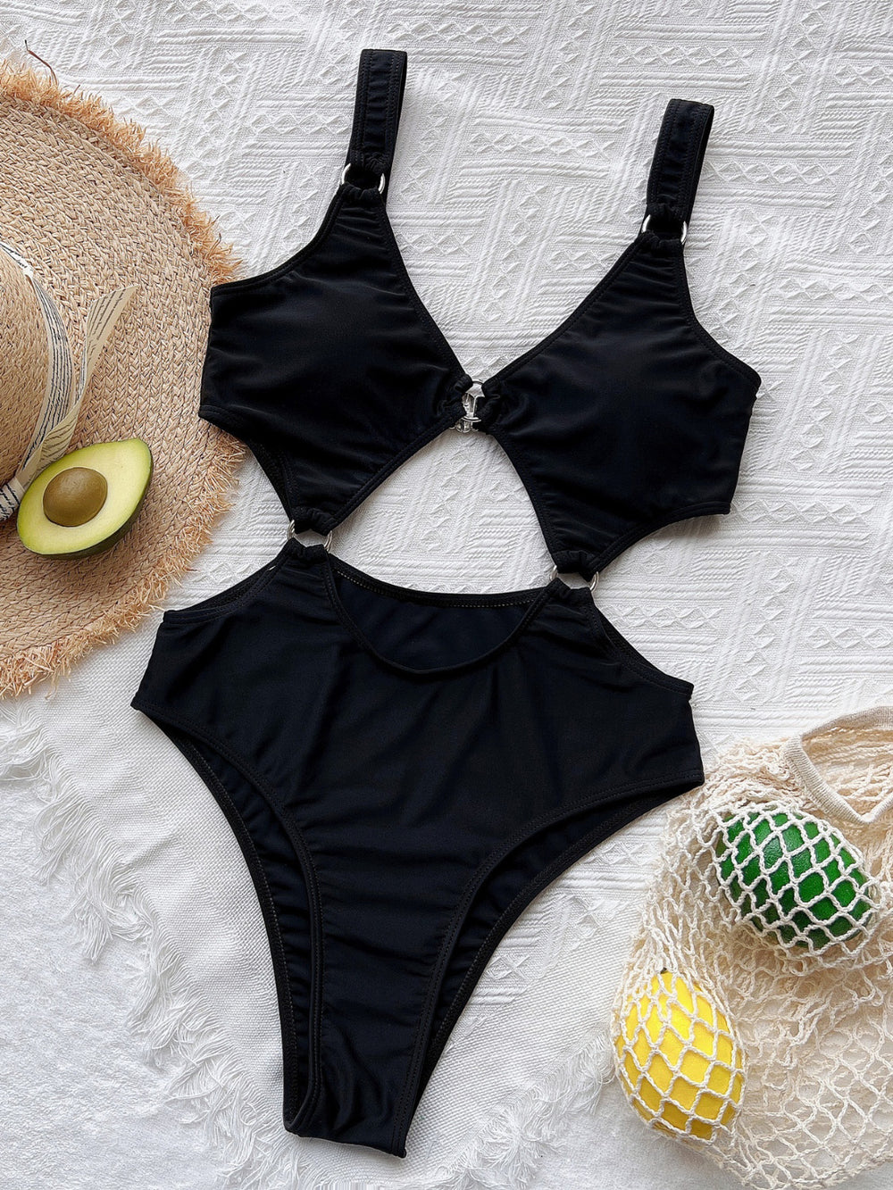 Cutout Plunge One-Piece Swimwear-Teresa's Fashionista LLC