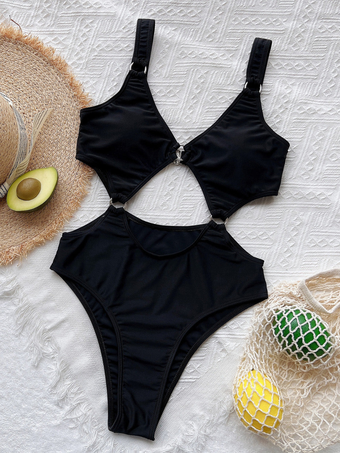 Cutout Plunge One-Piece Swimwear-Teresa&#39;s Fashionista LLC