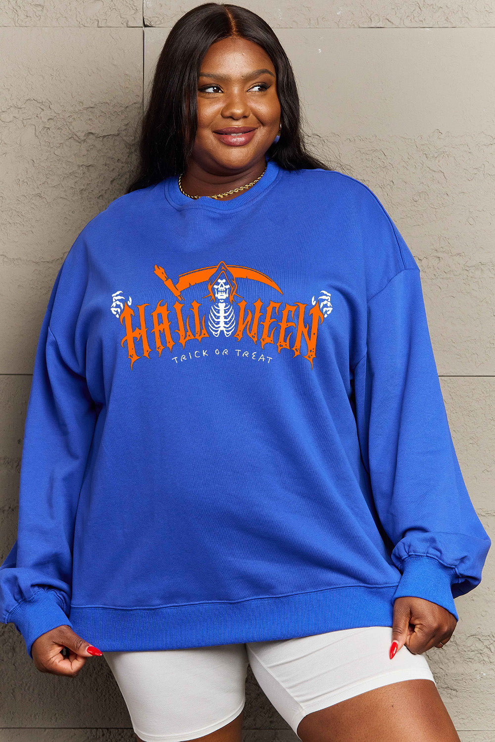 Simply Love Full Size HALLOWEEN TRICK OR TREAT Graphic Sweatshirt - Teresa's Fashionista LLC