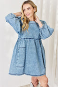 HEYSON Full Size Oversized Denim Babydoll Dress-Teresa's Fashionista LLC