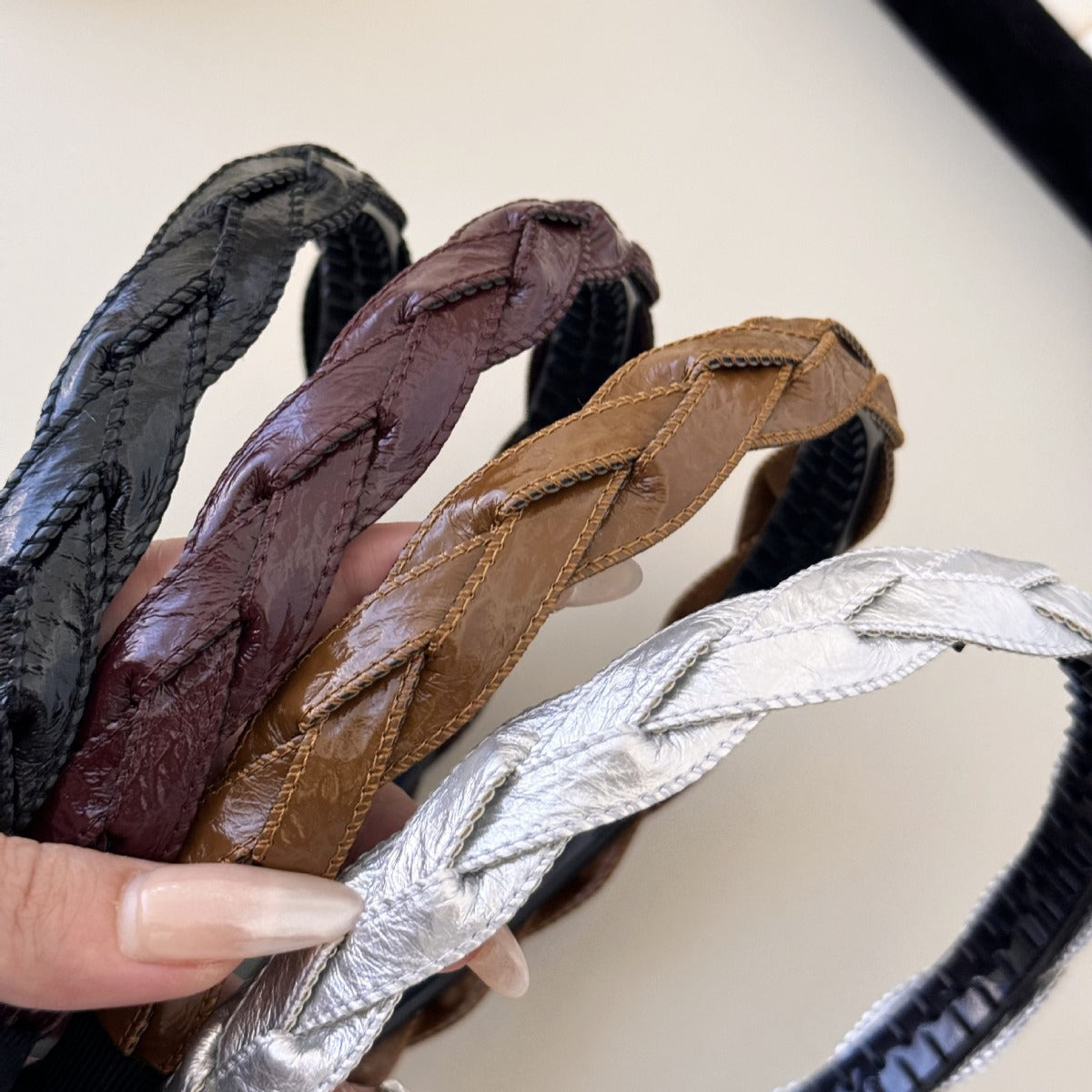 PU Leather Braided Hair Headband - Teresa's Fashionista LLC